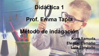 Didáctica 1
Prof. Emma Tapia
Método de indagación
Kora Samuda
Eleazar Camaño
Luis Londoño
 