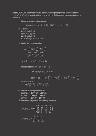 Metodo de multiplicadores de lagrange ejercicios | PDF