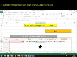  INTRODUCIMOS LAFORMULA DE LA DERIVADA DEL POLINOMIO 
 