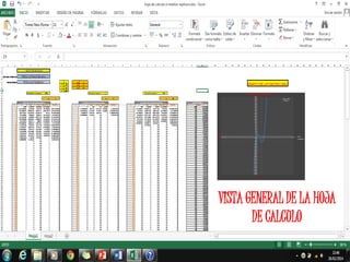 VISTA GENERAL DE LA HOJA 
DE CALCULO 
 