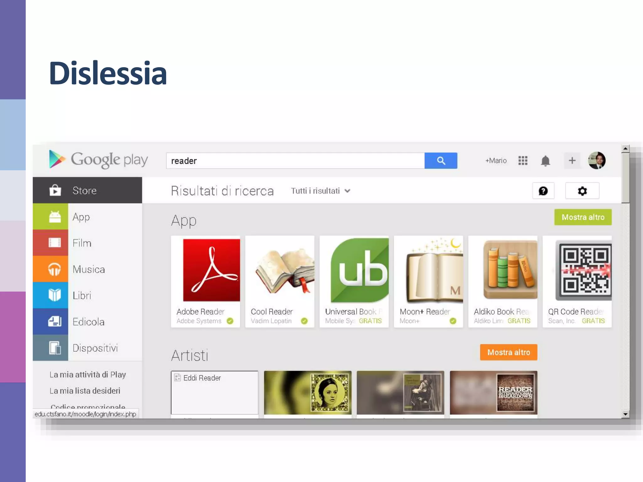 Dislessia
Mario Buonvino – maggio 2015 – Università degli Studi di Urbino
 