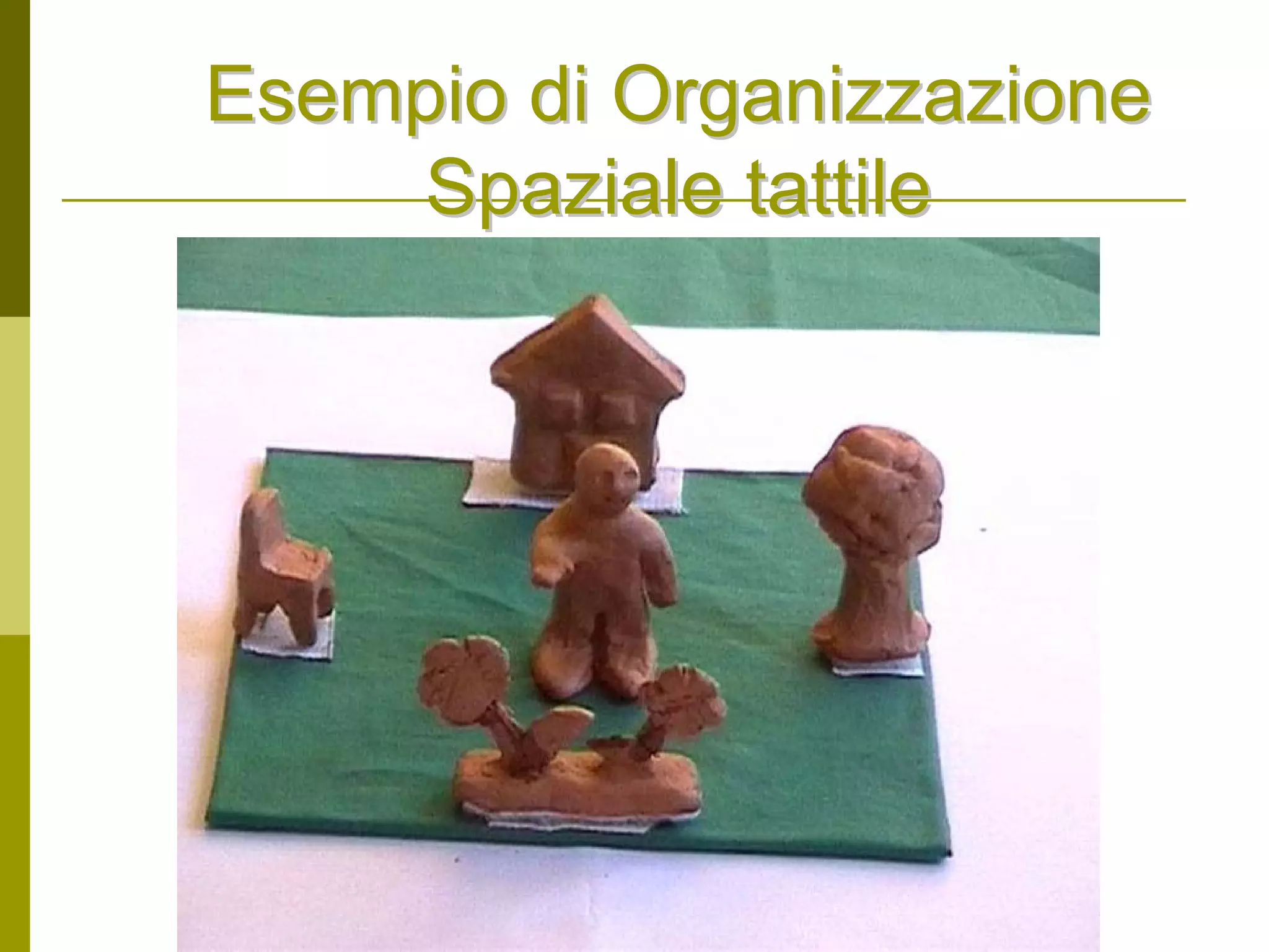 Dr.ssa Maria Luisa Boninelli
m.boninelli@unive.it
Esempio di OrganizzazioneEsempio di Organizzazione
Spaziale tattileSpaziale tattile
 