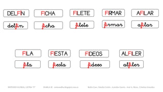 DELFÍN
delfín
FIRMARFILETE AFILAR
FIESTA
FICHA
FILA FIDEOS ALFILER
fileteficha firmar afilar
fiestafila fideos alfiler
METODO GLOBAL, LETRA “F“ HABLA-M cortes0alba.blogspot.com.es Belén Caro, Natalia Cortés , Lourdes García , José A. Mora , Cristina González
 
