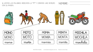 METODO GLOBAL cortes0alba.blogspot.com.es Natalia Cortés Alba
MOTO MONTAMOMIAMONO MOCHILA
MOTO MONTAMOMIAMONO MOCHILA
moto montamomiamono mochila
3. LEEMOS LAS PALABRAS. RODEAMOS LA “M” Y COPIAMOS. UNE DESPUÉS
CON SU IMAGEN..
NOMBRE:
 