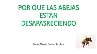POR QUE LAS ABEJAS
ESTAN
DESAPASRECIENDO
Walter Alberto Paredes Orellana
 