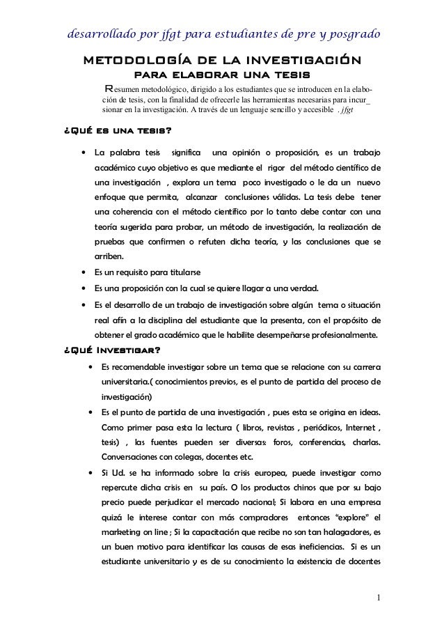 Metodología de investigación para elaborar una tesis