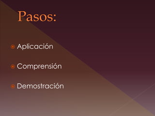  Aplicación
 Comprensión
 Demostración
 
