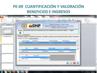 PE-09 CUANTIFICACIÓN Y VALORACIÓN
BENEFICIOS E INGRESOS
 