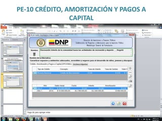 PE-10 CRÉDITO, AMORTIZACIÓN Y PAGOS A
CAPITAL
 