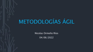 METODOLOGÍAS ÁGIL
Nicolas Ormeño Ríos
04/06/2022
 