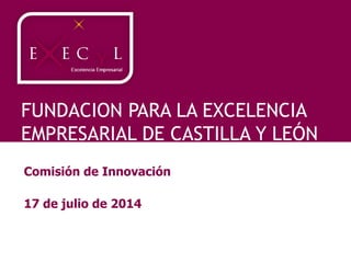 FUNDACION PARA LA EXCELENCIA
EMPRESARIAL DE CASTILLA Y LEÓN
Comisión de Innovación
17 de julio de 2014
 