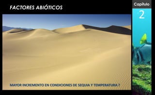 Capítulo
FACTORES ABIÓTICOS
                                                              2




MAYOR INCREMENTO EN CONDICIONES DE SEQUIA Y TEMPERATURA ?
 