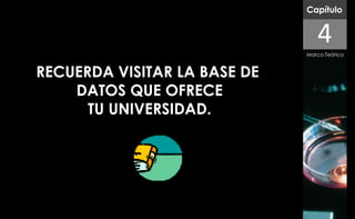 Capítulo


                                 4
                              Marco Teórico


RECUERDA VISITAR LA BASE DE
    DATOS QUE OFRECE
      TU UNIVERSIDAD.
 