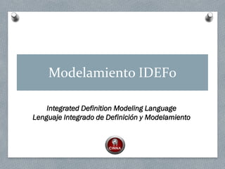 Integrated Definition Modeling Language
Lenguaje Integrado de Definición y Modelamiento
Modelamiento IDEF0
 