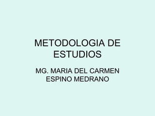 METODOLOGIA DE
ESTUDIOS
MG. MARIA DEL CARMEN
ESPINO MEDRANO
 