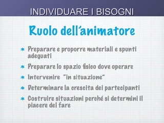 INDIVIDUARE I BISOGNI

 