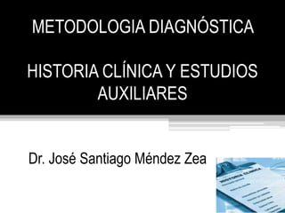 METODOLOGIA DIAGNÓSTICA
HISTORIA CLÍNICA Y ESTUDIOS
AUXILIARES
Dr. José Santiago Méndez Zea
 