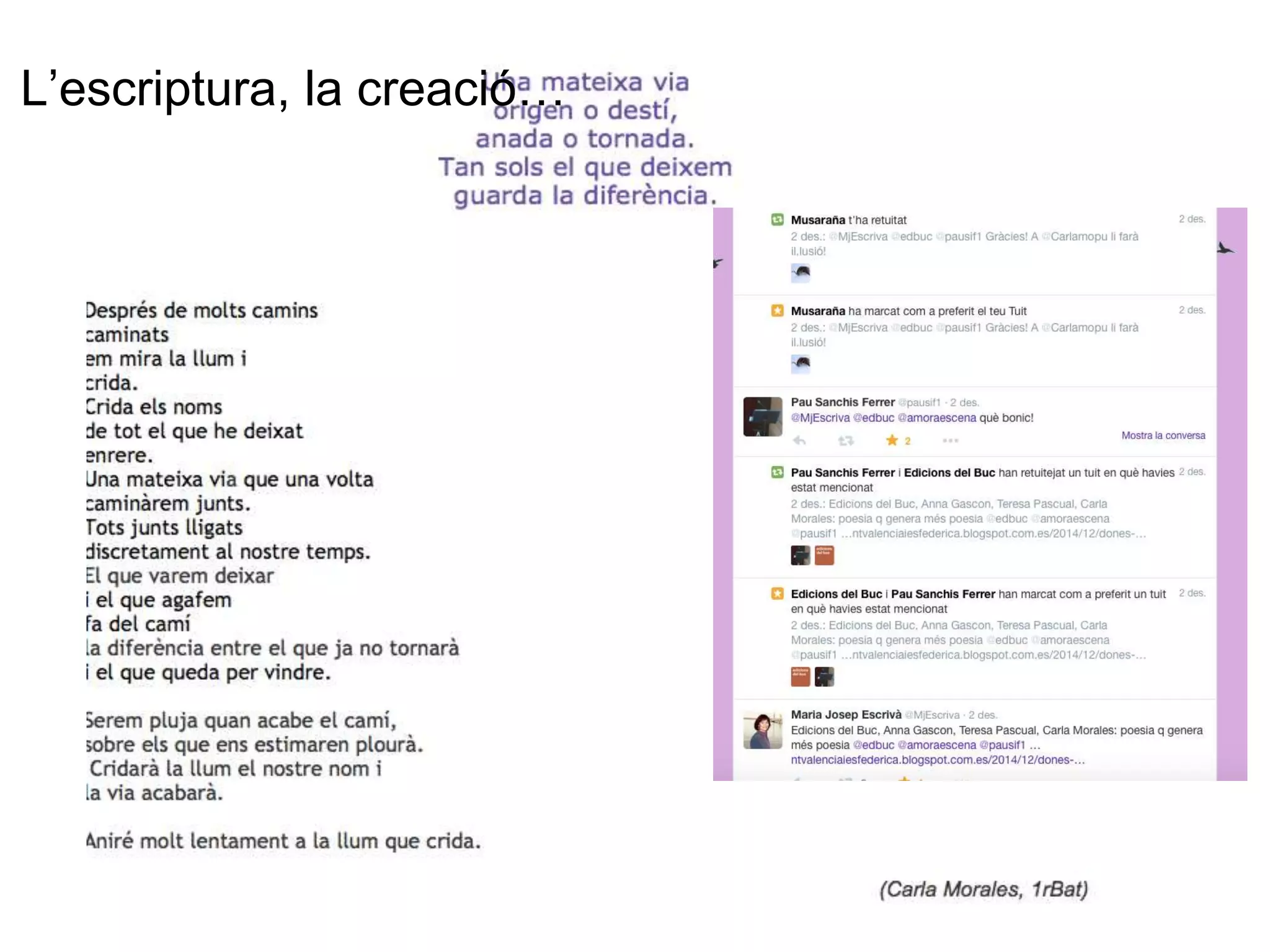 L’escriptura, la creació… 
 