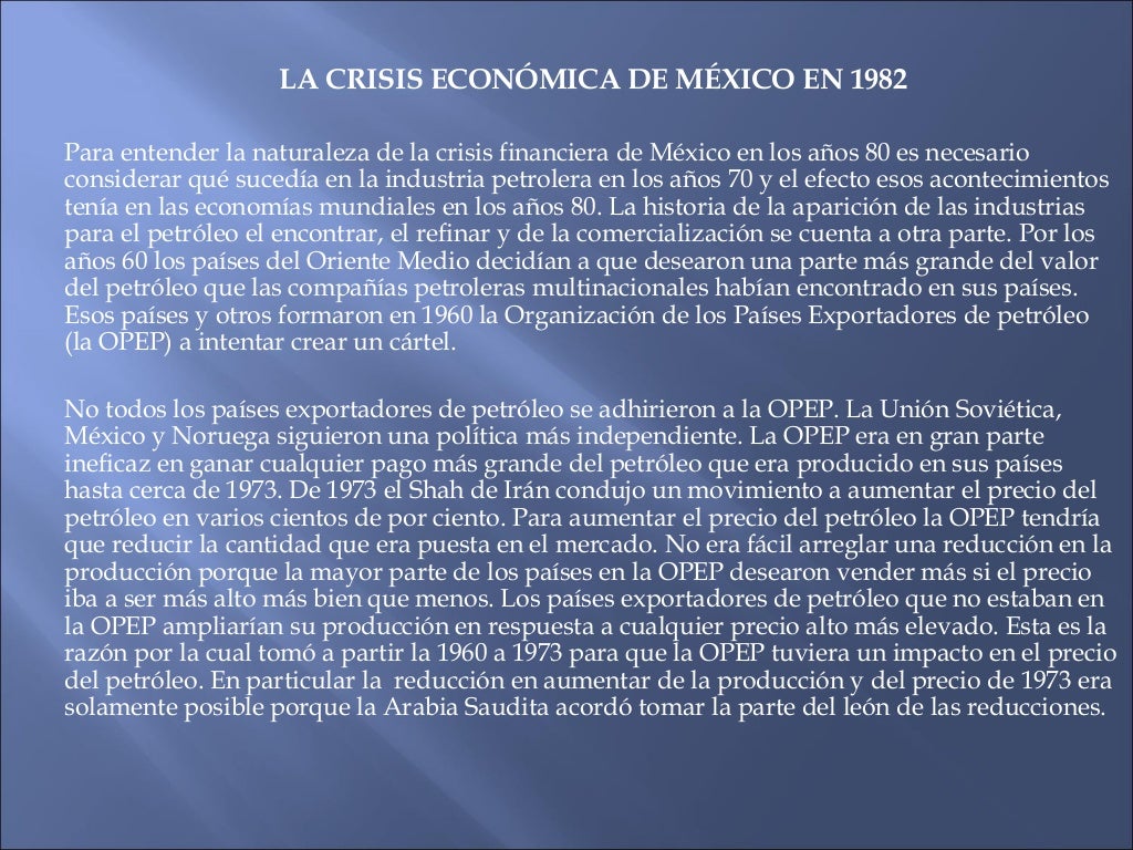 CRISIS ECONOMICA EN MÉXICO CRISIS ECONOMICA EN MÉXICO