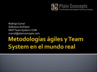 Rodrigo Corral Software Architect MVP Team System / CSM [email_address] 