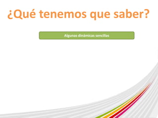 ¿Qué tenemos que saber? 
Algunas dinámicas sencillas 
 