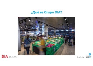 ¿Qué es Grupo DIA?
Multinacional española
Sector Retail (Alimentación)
Fundada en 1979
Presente en 4 países
7.400 tiendas
...