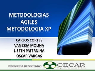 METODOLOGIAS
    AGILES
METODOLOGIA XP
   CARLOS CORTES
  VANESSA MOLINA
  LISETH PATERNINA
    OSCAR VARGAS
 