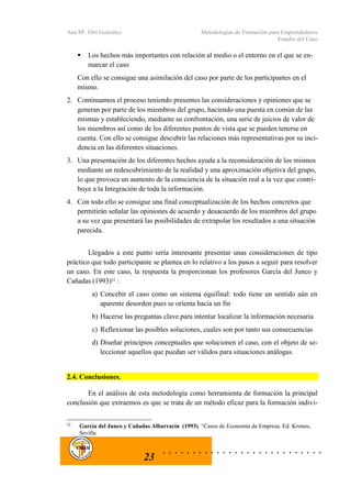 Metodología para la formación de emprendedores: Método del Caso, Mét…