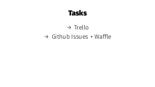 Tasks
→ Trello
→ Github Issues + Wafﬂe
 