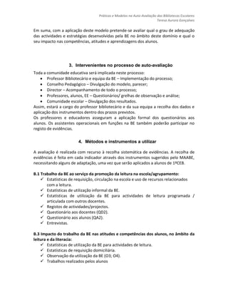 	5. O MODELO DE AUTO-AVALIAÇÃO DA BE: METODOLOGIAS DE OPERACIONALIZAÇÃO (PARTE I)
