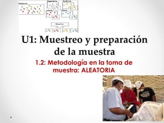U1: Muestreo y preparación
de la muestra
1.2: Metodología en la toma de
muestra: ALEATORIA
 