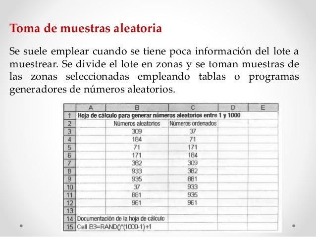 Metodologia toma de muestra aleatoria