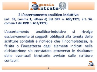 Le metodologie di accertamento