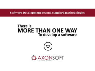 MORE THAN ONE WAY
There is
To develop a software
Software Development beyond standard methodologies
 