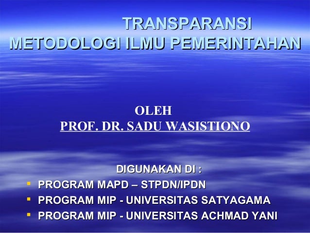 Metodologi Ilmu Pemerintahan