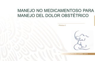 MANEJO NO MEDICAMENTOSO PARA
MANEJO DEL DOLOR OBSTÉTRICO
Práctica 3
NAUCALPAN DE JUAREZ, 2019
 