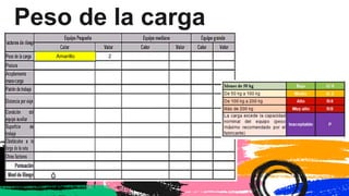 Amarillo 2
Peso de la carga
 