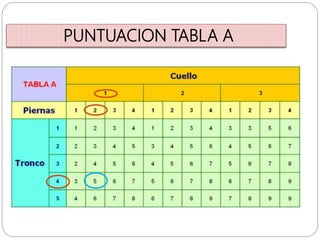 PUNTUACION TABLA A
 