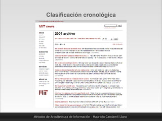 Métodos de Arquitectura de Información – Mauricio Candamil Llano Clasificación cronológica 