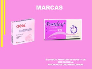METODOS ANTICONCEPTIVOS Y DE
EMERGENCIA.
PSICOLOGIA ORGANIZACIONAL
MARCAS
 
