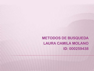 METODOS DE BUSQUEDA
LAURA CAMILA MOLANO
         ID: 000259438
 