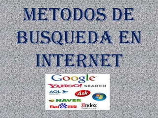 METODOS DE
BUSQUEDA EN
  INTERNET
 