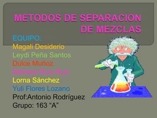 EQUIPO:
Magali Desiderio
Leydi Peña Santos
Dulce Muñoz
Mariana Ruiz Ruiz
Lorna Sánchez
Yuli Flores Lozano
Prof:Antonio Rodríguez
Grupo: 163 “A”

 