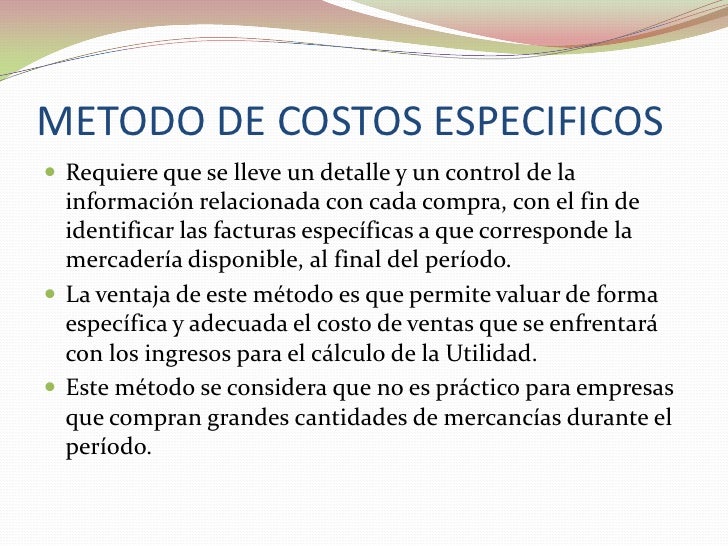 Metodos de valuacion de inventarios