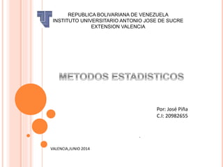 REPUBLICA BOLIVARIANA DE VENEZUELA
INSTITUTO UNIVERSITARIO ANTONIO JOSE DE SUCRE
EXTENSION VALENCIA
VALENCIA,JUNIO 2014
.
Por: José Piña
C.I: 20982655
 
