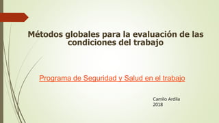 Métodos globales para la evaluación de las
condiciones del trabajo
Camilo Ardila
2018
Programa de Seguridad y Salud en el trabajo
 