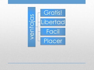Gratis!


ventajas
           Libertad
            Facil
           Placer
 