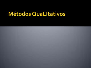 Tipos de instrumentos para entrevistas (1)Entrevista semi-estruturadaAs perguntas são normalmente especificadas, mas o entrevistador está livre para ir além das respostasO entrevistado responde às questões em seus próprios termosQualiMAY, Tim. Pesquisa social : questões, métodos e processos.   3. ed.   Porto Alegre: Artmed, 2004.