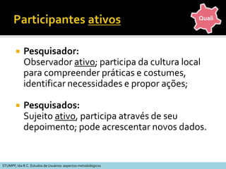 Lista de verificação para o planejamento e a condução das entrevistas (3)QualiBELL, J. Projeto de pesquisa : guia para pesquisadores iniciantes em educação, saúde e ciências sociais. Porto Alegre: Artmed, 2008.