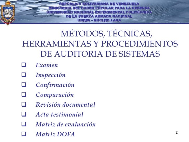 Métodos, técnicas y procedimientos de auditoría